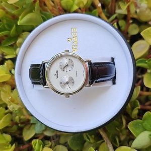 Vintage VISAGE Genuine Leather Band Quartz Watch NEW with Case
